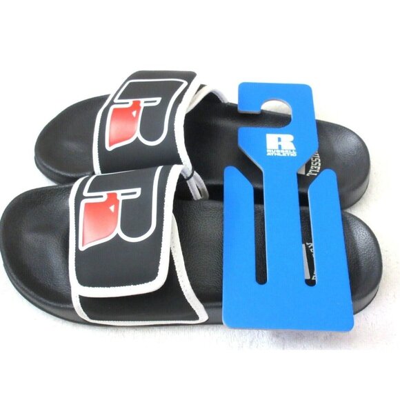 Russell Athletic Men's Classic Logo Slide Sandal Black White Red Sizes NWT - Picture 3 of 3